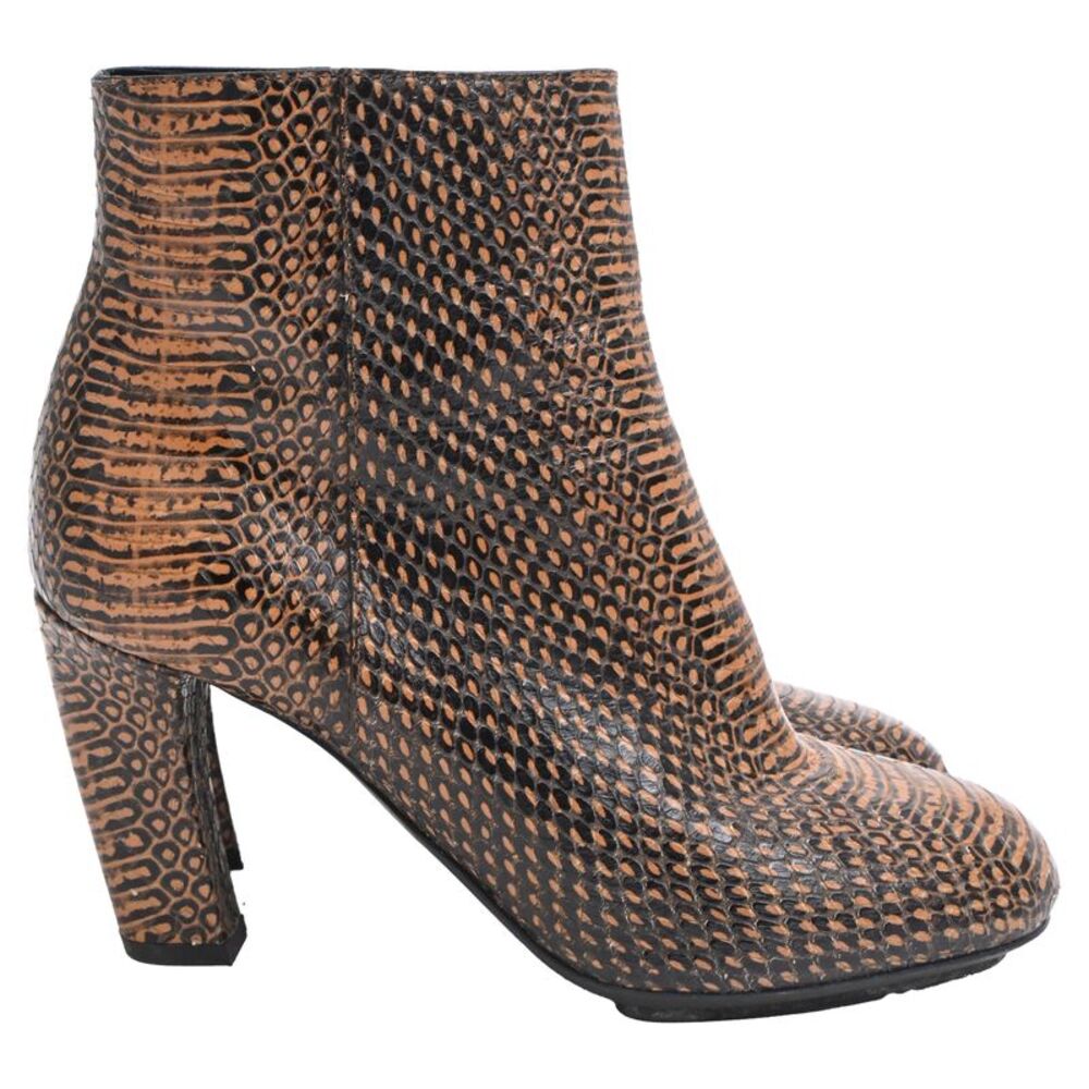 Dries Van Noten Animal-Print Ankle Boots in Multicolor Leather
